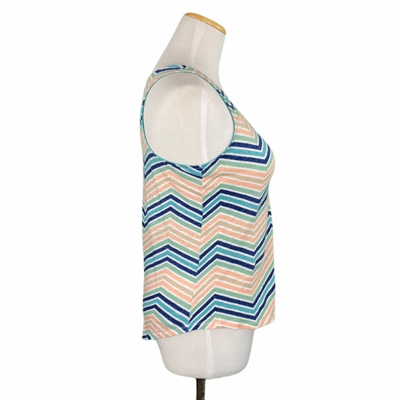 JCP 100% Linen Multicolor Chevron Print Tank Top - Picture 3 of 11
